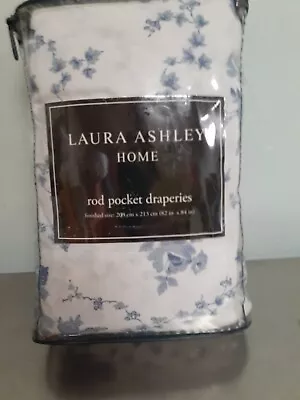 Laura Ashley Sophia Blue & White Lined Curtains Drapes NEW 84L- 3 Pair Available • $179.99