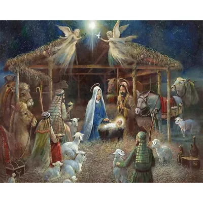 Nativity Oil Paint By Numbers Kits Canvas DIY Picture Hand Painted Wall Crafts • £7.32