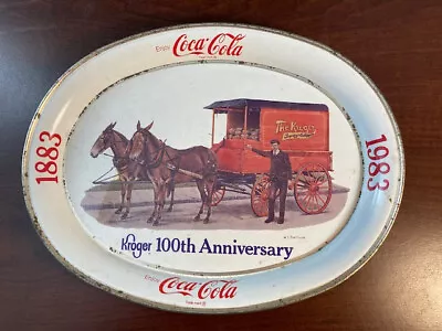 Vintage Coca Cola Kroger 100th Anniversary Metal Serving Tray 1883-1983 Rare • $0.99