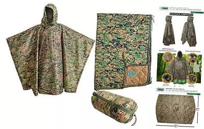  Military Style Poncho Multi Use Rip Stop One Size 2-pack Marpat Gear • $111.06