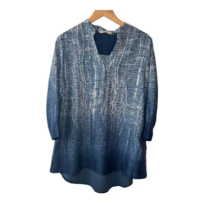 $24.98 • Buy Soft Surroundings Women's Size Large Dip Dye Ombre Brigitte Blue Tunic