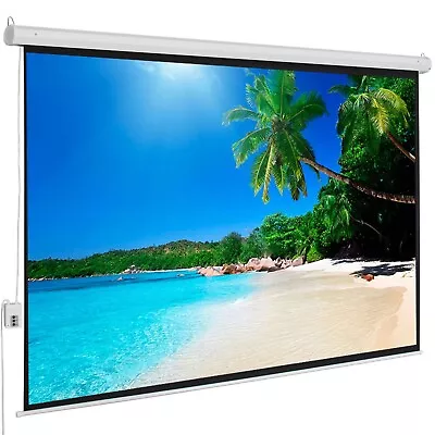 Projector Screen Motorized W/ Remote 100  4:3 Home Theater Movie Auto Drop Down • $86.98