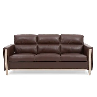 Modern Faux Leather Sofa Upholstered Couch With Rubber Wood Legs For Living Room • $249.99