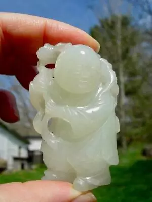 A Good Chinese Carved White Jade Figure Of Boy 19thc • £87.14