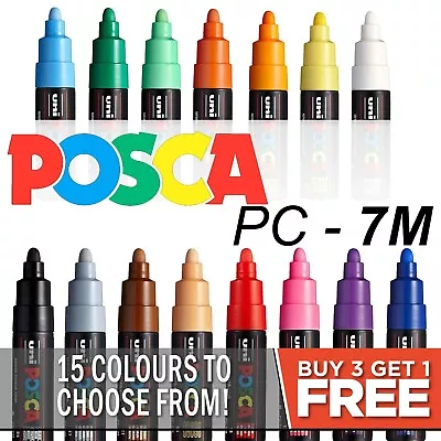 Uni POSCA PC-7M Paint Marker Art Pen - Large Bullet Nib - New - Buy 4 Pay For 3 • £6.49