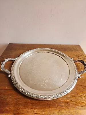 VTG F.B. Rogers Silver Co. Silver Plate 1603 Serving Tray Handles Round 12 In • $44.40