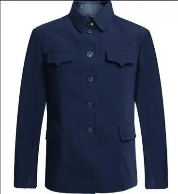 Mens Turn Down Collar Tunic Jacket Wool Suit Single Breasted Mao Chinese Blazer • $69.85