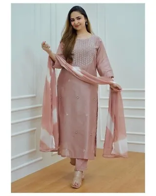 £39.59 • Buy Kurti Pant Pakistani Indian Designer Party Wear Pink Wedding Suit Salwar Kameez