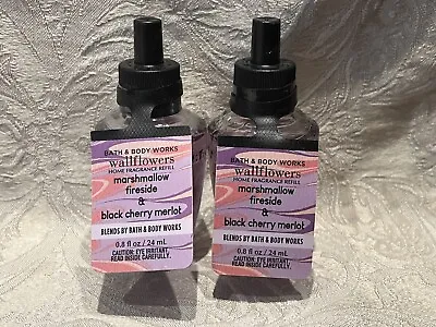 Bath & Body Works MARSHMALLOW FIRESIDE BLACK CHERRY MERLOT WALLFLOWER REFILL SET • $15.54