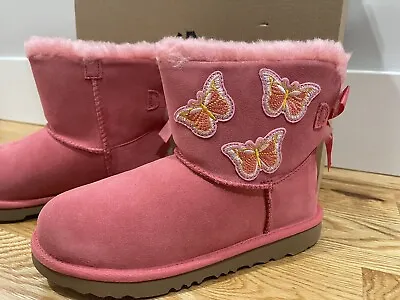 UGG Australia Boots Kids 4 NEW Mini Bailey Bow II Butterfly TEAR Pink NEW • $80