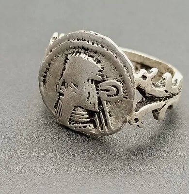 Unusual Type Ring Parthian Drachm C0p¥ Coin RING Unique Vintage Jewellery • £30.99