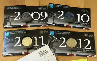 2012 Countdown To London Olympics £5 BU Complete Set (4-coins 2009-2012) • £109.99