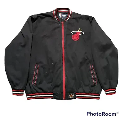 Vintage JH Design Jeff Hamilton Miami Heat NBA Bomber Jacket Size XL Black Red • $150