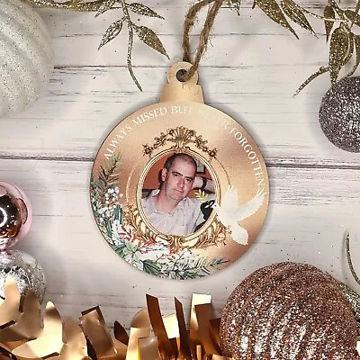 G2 Personalised Memorial Wooden Christmas Tree Bauble Decoration - Photo • £4.99