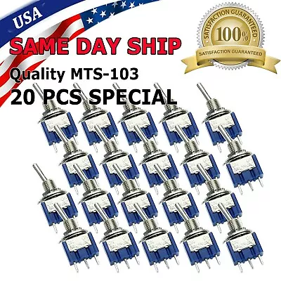 20pcs 3 Pin SPDT ON-OFF-ON 3 Position Mini Toggle Switches MTS-103 US Free Ship • $8.99