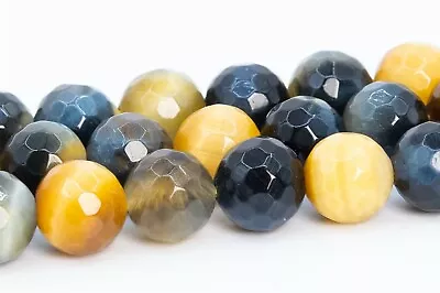 Golden Blue Tiger Eye Grade AAA Micro Faceted Round Loose Beads 5-6/8/10/12MM • $6.29