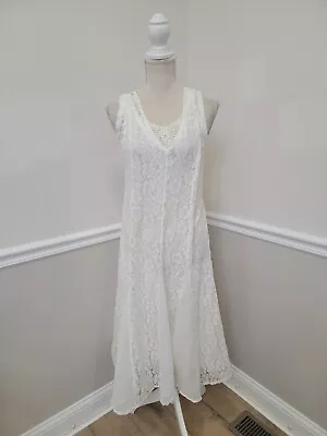 Starina Dress S White Vintage Lacey Cottagecore Prairie Boho Hippy Beach Wedding • $34.99