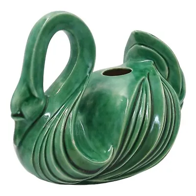 Vintage Mid Century  Pottery Green Swan Planter Vase 7  X 8.5  • $29.99
