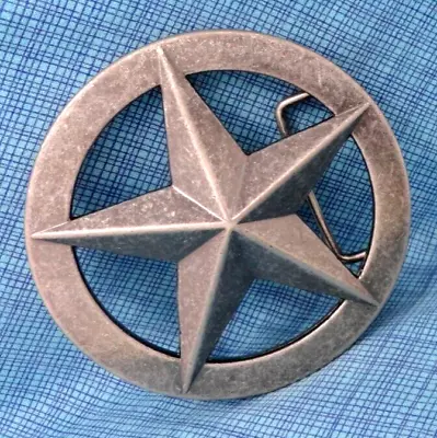 Circle Star Belt Buckle Cut Out Badge Larger Marshall Sheriff Vtg 90s    .MMR710 • $25.98