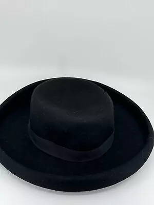 Amanda Smith Women Black Wool Bowler Hat M/L Exclusive Decoration Made In Italy • $26.50