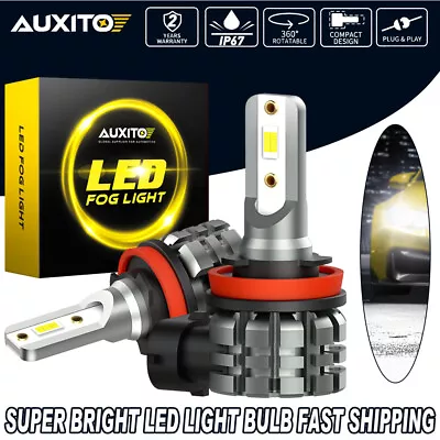 AUXITO H11 H8 White LED Fog Light Bulbs White Super Bright DRL Lamp Canbus Free • $32.19