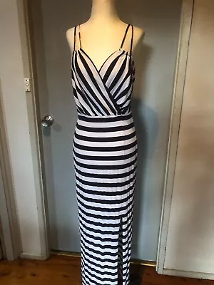 FRESH SOUL Navy  & White Stripe Strappy Maxi Dress Size 12 • $29