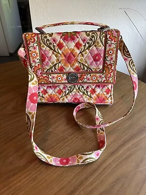 Vera Bradley Square Folkloric Quilted Shoulder Purse Bag Turn Lock Pink 9.5”x8” • $30