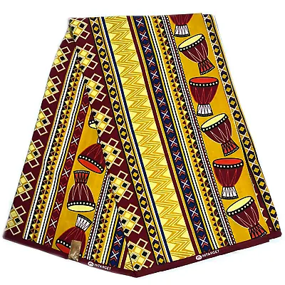 £12.98 • Buy African Fabric Drums Print 100% Cotton Yards Ethnic 6 Yards Sawing Material