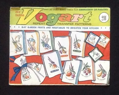 Vogart #211 Fruits & Vegetables Transfer Patterns To Embroidery Or Paint Uncut • $3.50