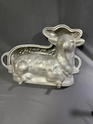 Vintage Heavy Two Piece Cast Metal Lamb Cake Mold Baking Pan • $50