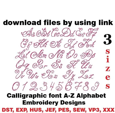 Calligraphic Font A-Z  Alphabet  Numbers 0- 9 Machine Embroidery Design Digital • $5