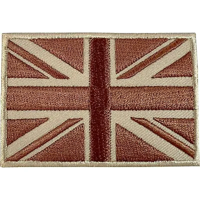 Brown UK Flag Patch Iron Sew On Clothes Jacket Union Jack Army Embroidered Badge • £2.79