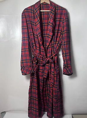 Viyella Mens Robe Large Wool Tartan Red Belted Great Britain Plaid Vintage • $78.89