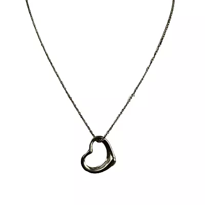 Tiffany & Co Elsa Peretti Open Small Heart Necklace Sterling Silver  • $109.38