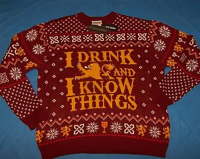 $36.99 • Buy Size XL Mens Holiday Christmas Sweater Game Of Thrones I Drink And I Know Things