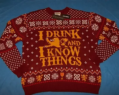 Size XL Mens Holiday Christmas Sweater Game Of Thrones I Drink And I Know Things • $29.99