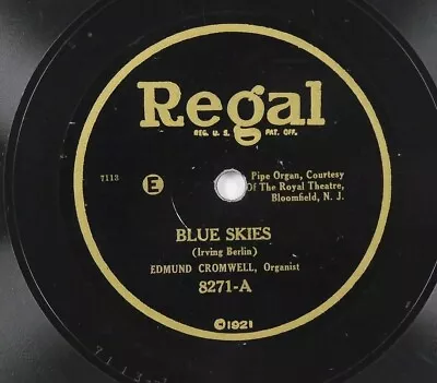 EDMUND CROMWELL Blue Skies / I'm Looking For A Girl REGAL 8271 10  78rpm Organ • $15.23