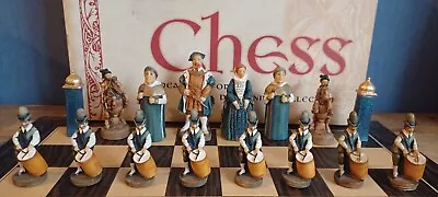 Chess Tudor Kings & Queens SAC 32 Pcs Set. Hand Painted. Vintage. Original BOXED • £199