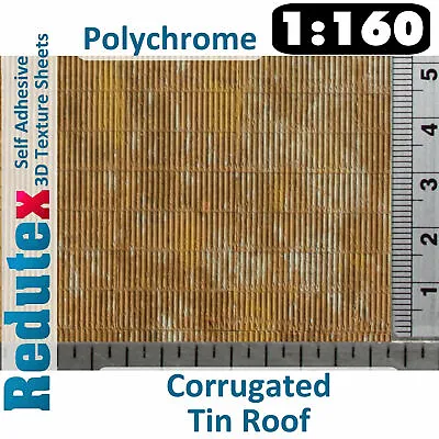 Redutex Corrugated Tin Roof N 3D Flexible Texture Sheet Self Adhesive 160TI122 • £11.95