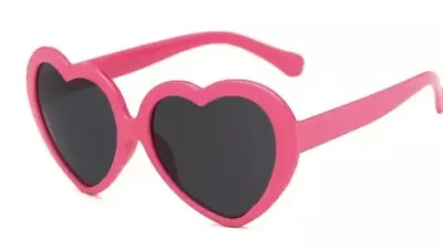 Neon Pink Adult Women’s Girls Love Heart Sunglasses  Fancy Dress Party Uk • £3.55