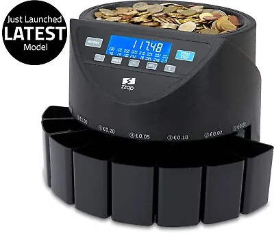 Euro Coin Money Counter Sorter Machine Cash Currency Counting Automatic Zzap • £169.99