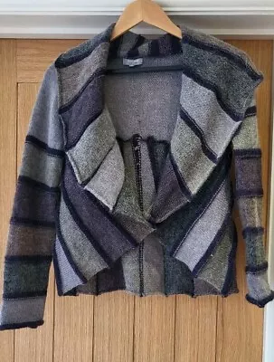 PER UNA M&S Grey Purple Knitted Cardigan Mohair Italian Size M. • $14.91