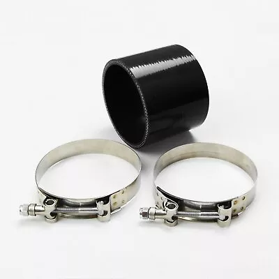 Black Straight Silicone Tubing Coupler Turbo/intake Hose 4  102mm +t Bolt Clamps • $9.07