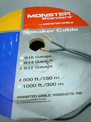 Monster Cable S-12 Raw Speaker Cable Sold By The METER DIY Speaker Cables • $11.99