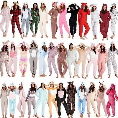 £23.95 • Buy Ladies/Womens/Girls Fleece All In One Pyjamas Outfit Costume Hood Size 6-22