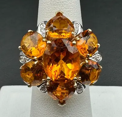 Vintage 14k Citrine & Diamond Ring • $1675