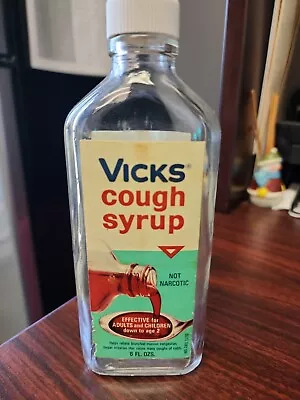 Vicks Cough Syrup 6fl Oz Glass Botttle Empty Vintage • $16