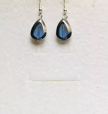 £3.99 • Buy Stunning Cobalt Blue Diamond Italian Glass Drop Earrings