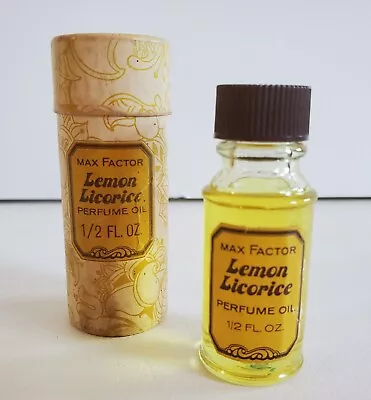 Vtg 60s 70s MAX FACTOR LEMON LICORICE PURE PERFUME OIL 0.5 OZ  W/Box SMELLS GOOD • $49.99