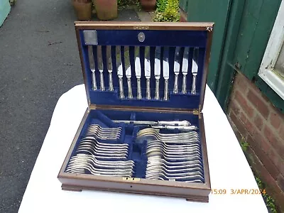 48 Piece  Silver Plate Mappin & Webb Chesterfield Pattern Cutlery Canteen Set. • $242.69